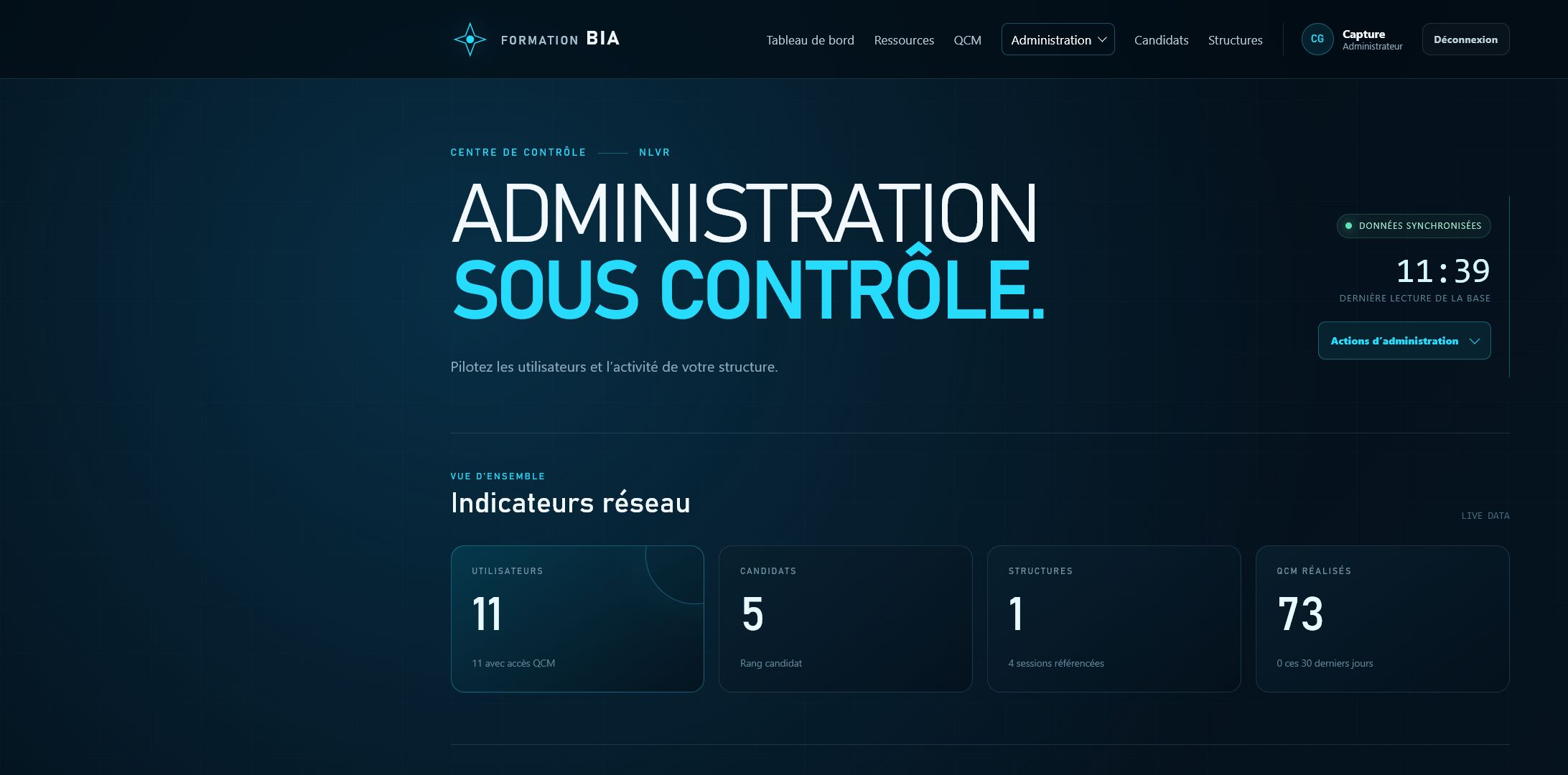 Centre de contrôle de la structure de démonstration NLVR